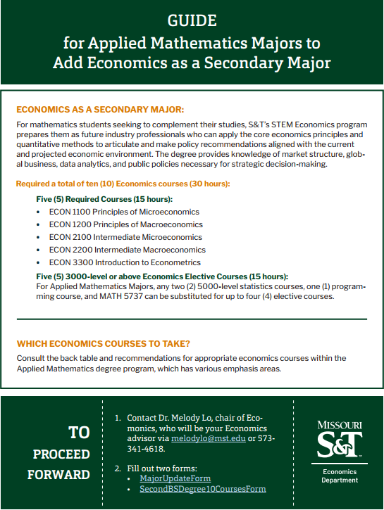 GUIDE for Applied Mathematics Majors to Add Economics as a Secondary Major